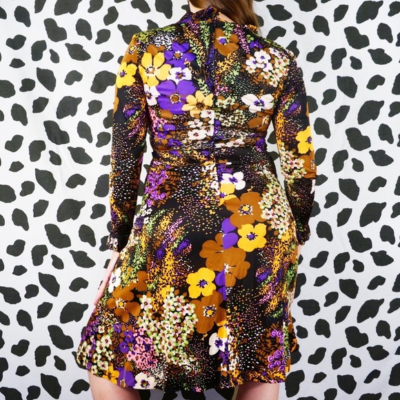 Vintage 70s Floral Ruffle Midi Dress - Picture 4 of 4